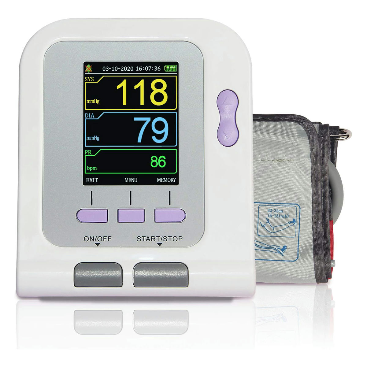 Monitor de la presión arterial del brazo de análisis de software