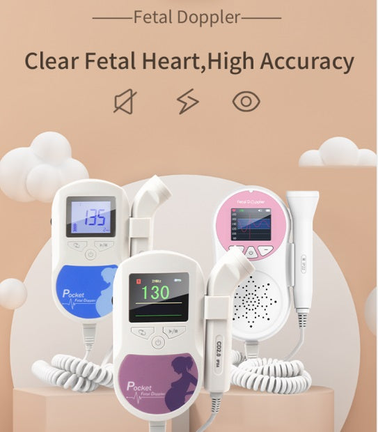 Pocket Fetal Doppler Pregnant Heart Rate Monitor Baby Monitor