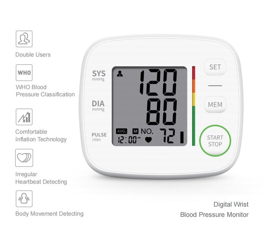 Full Automatic Electronic Wrist Type Blood Pressure Monitor - Hangzhou MedAsia
